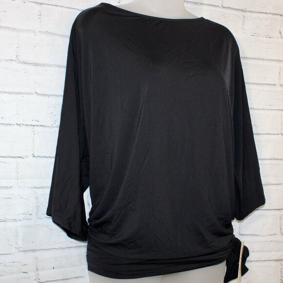 Michael Kors Women's Black Side-Tie Batwing Sleeve Swim Cover Up Size S - Picture 2 of 5